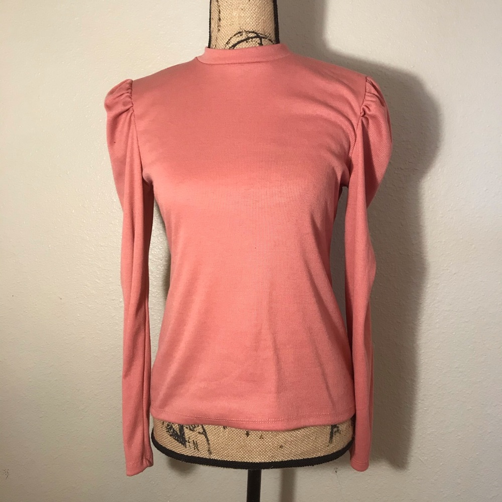 Pink long sleeve shirt with cap sleeves